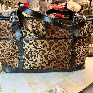 Leopard Print Laptop Bag with Black Accents